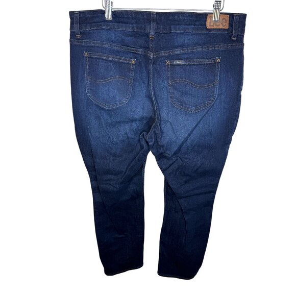 Lee Regular Fit Mid Rise Straight Leg Jeans Dark Wash Women’s 20W - Picture 2 of 8